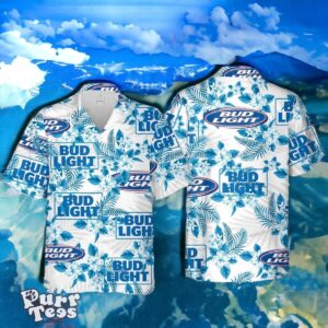 Bud Light Hawaiian Flowers Pattern Shirt Product Photo 1