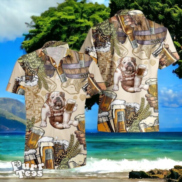 Bulldog And Beer Wheat Hawaiian Shirt Style Gift For Men And Women Product Photo 1