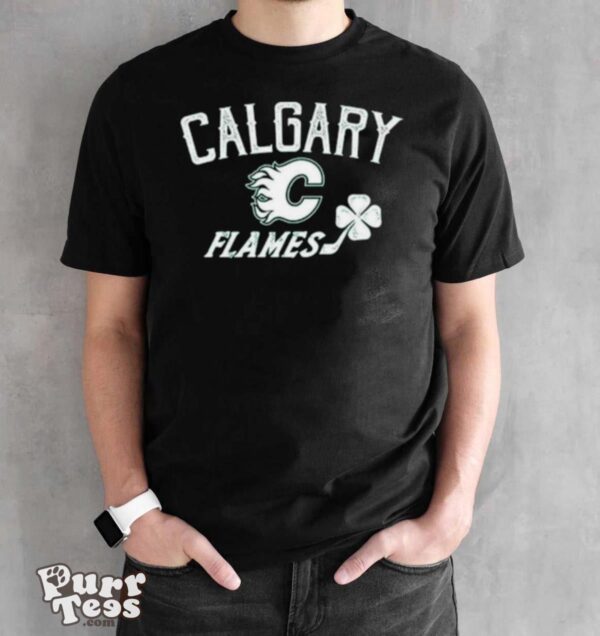 Calgary Flames Levelwear St. Patrick’s Day Richmond Clover T Shirt - Black Unisex T-Shirt