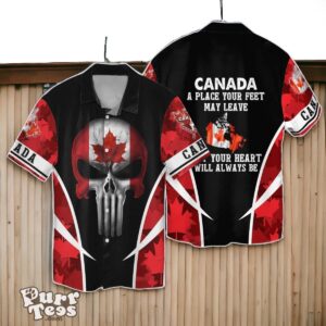 Canada Hawaiian Shirt Special Gift A Place Your Feet May Leave Skull Canada Flag Shirt Product Photo 1