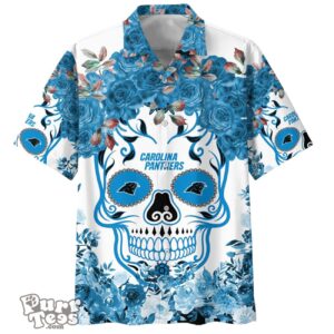 Carolina Panthers NFL Flower Skull Hawaiian Shirt Limited Edition Product Photo 1