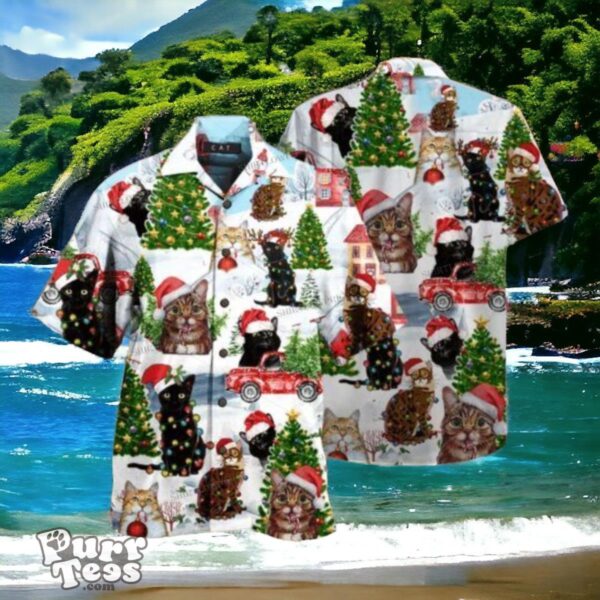 Cat Christmas Santa Hawaiian Shirt Style Gift For Men And Women Product Photo 1