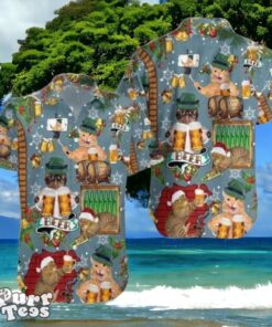 Cat Drinking Beer Merry Christmas Hawaiian Shirt Style Gift For Men And Women Product Photo 1