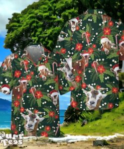 Christmas Goat With Poinsettia Flower Hawaiian Shirt Style Gift For Men And Women Product Photo 1