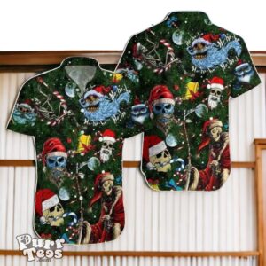 Christmas Ho Ho Ho Santa Skull Green 3D All Over Printed Hawaiian Shirt Special Gift For Men Women Product Photo 1