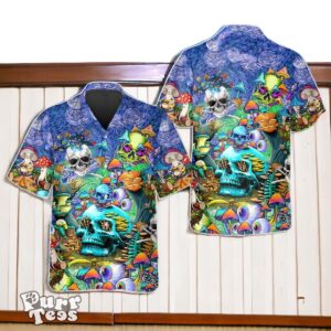 Colorful Psychedelic Trippy Skull Hawaiian Shirt Special Gift Product Photo 1