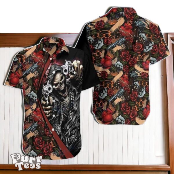 Cool Gun Skull All Over Printed Hawaiian Shirt Special Gift Product Photo 1