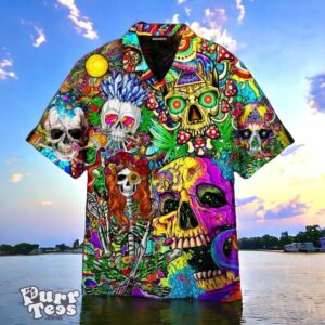 Cool Skull With Hippies Mushrooms 3D All Over Printed Hawaiian Shirt Unique Gift For Hippie Soul Product Photo 1