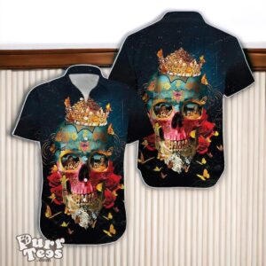 Crown Skull And Fire Girl 3D Hawaiian Shirt Special Gift Product Photo 1