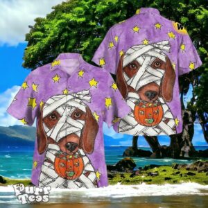 Dachshund Pumpkin Purple Halloween Hawaiian Shirt Style Gift For Men And Women Product Photo 1
