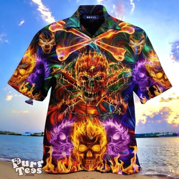 Danger Colorful Flaming Skull Unisex Hawaiian Shirt Unique Gift Product Photo 1