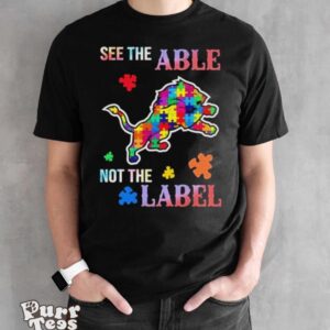 Detroit Lions Autism Awareness See The Able Not The Label Shirt - Black Unisex T-Shirt