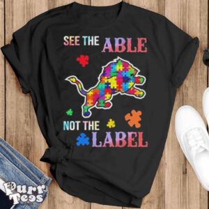 Detroit Lions Autism Awareness See The Able Not The Label Shirt - Black T-Shirt