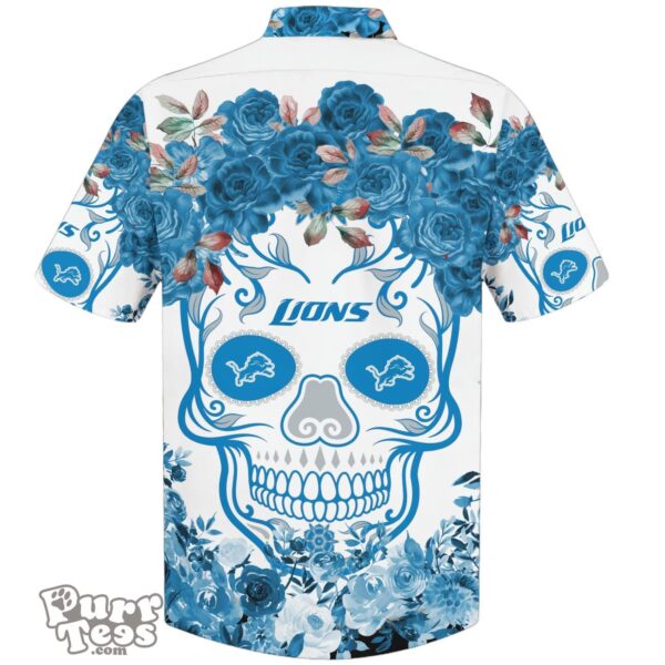 Detroit Lions NFL Flower Skull Hawaiian Shirt Limited Edition Product Photo 2