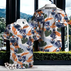 Edmonton Oilers Hawaiian Shirt Special Gift Leaf Button Up Product Photo 1