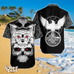 Fenrir Viking Skull Hawaiian Shirt For Men Women Product Photo 1