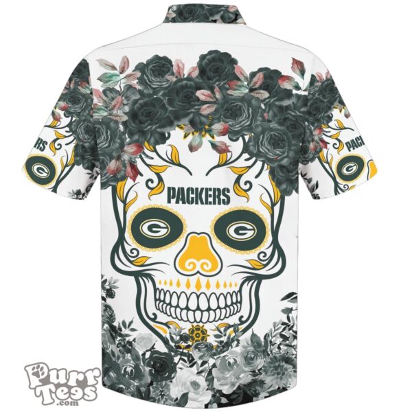 Green Bay Packers NFL Flower Skull Hawaiian Shirt Limited Edition Product Photo 2