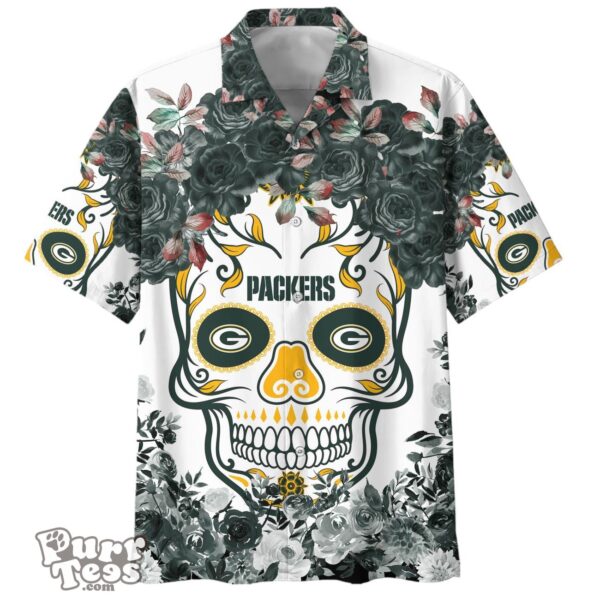 Green Bay Packers NFL Flower Skull Hawaiian Shirt Limited Edition Product Photo 1