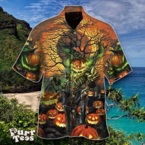 Halloween Moon Night Skull 3D Hawaiian Shirt Special Gift For Men And Women Product Photo 1