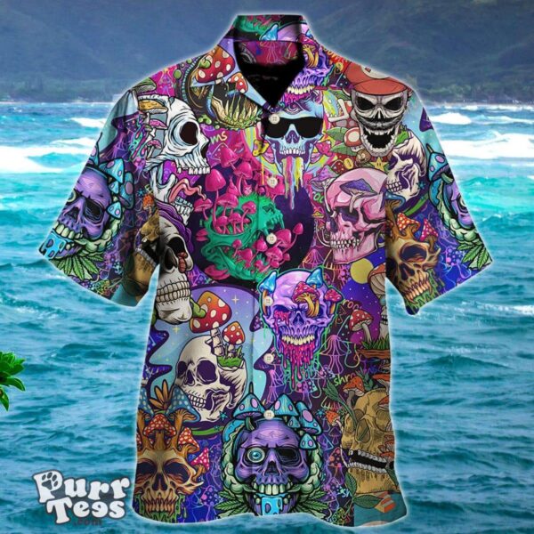 Hippie Mushroom And Skull Colorful Art Hawaiian Shirt Style Gift Product Photo 1