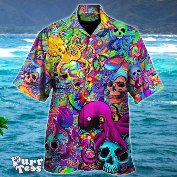 Hippie Skull Octopus Colorful Tie Dye Hawaiian Shirt Style Gift Product Photo 1