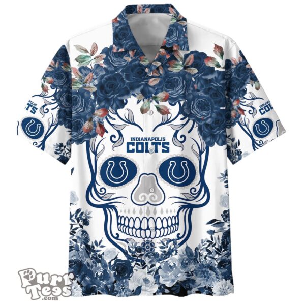 Indianapolis Colts NFL Flower Skull Hawaiian Shirt Limited Edition Product Photo 1