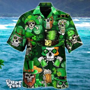 Irish Skull St Patricks Day Green Light Hawaiian Shirt Style Gift Product Photo 1