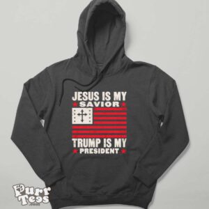 Jesus is my savior Trump is my president USA flag cross shirt - Hoodie