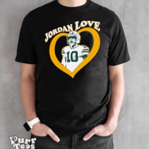 Jordan Love 10 Green Bay Packers Heart shirt - Black Unisex T-Shirt