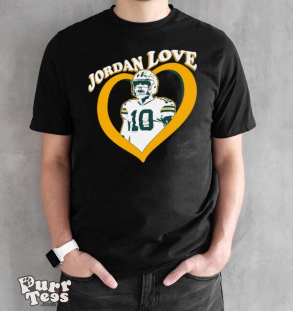 Jordan Love 10 Green Bay Packers Heart shirt - Black Unisex T-Shirt