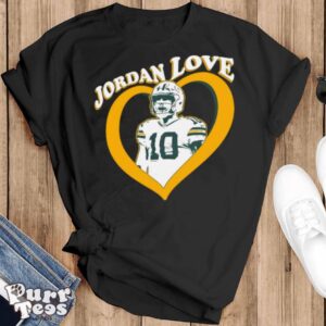 Jordan Love 10 Green Bay Packers Heart shirt - Black T-Shirt