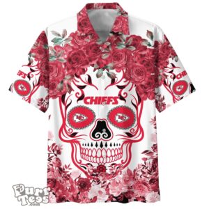 Kansas City Chiefs NFL Flower Skull Hawaiian Shirt Limited Edition Product Photo 1