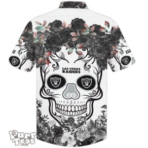 Las Vegas Raiders NFL Flower Skull Hawaiian Shirt Limited Edition Product Photo 2