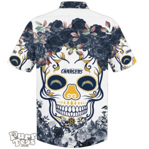 Los Angeles Chargers NFL Flower Skull Hawaiian Shirt Limited Edition Product Photo 2