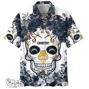 Los Angeles Chargers NFL Flower Skull Hawaiian Shirt Limited Edition Product Photo 1