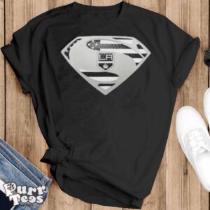 Los Angeles Kings Usa Flag Inside Superman T shirt - Black T-Shirt