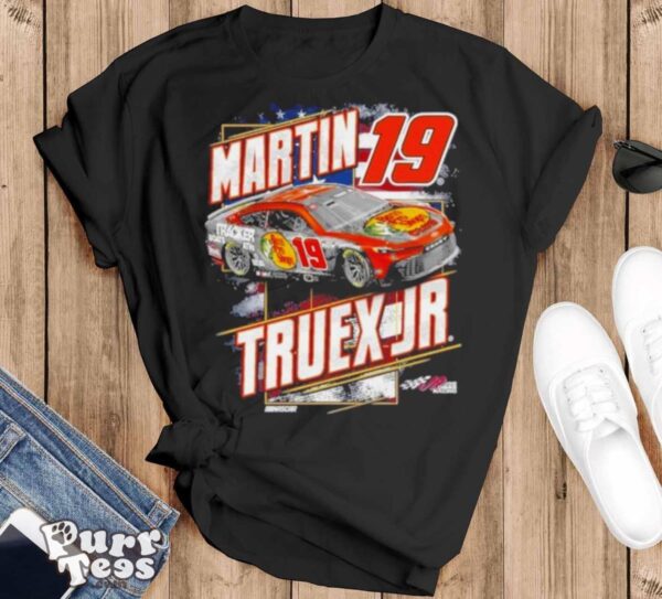 Martin Truex Jr Joe Gibbs Racing Team Collection Navy Bass Pro Shops Patriotic 2024 T shirt - Black T-Shirt