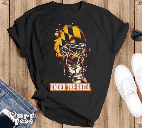 Maryland Terrapins Under The Shell Rising Helmet T shirt - Black T-Shirt