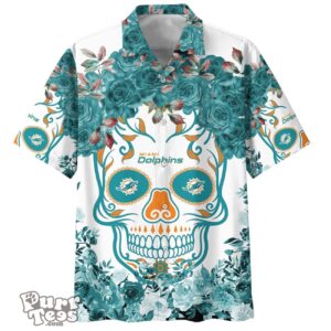 Miami Dolphins NFL Flower Skull Hawaiian Shirt Limited Edition Product Photo 1