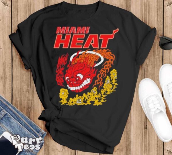 Miami Heat Retro Basketball Dragon Hot Fire shirt - Black T-Shirt