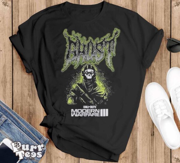 Modern Warfare III Ghost Metal T shirt - Black T-Shirt