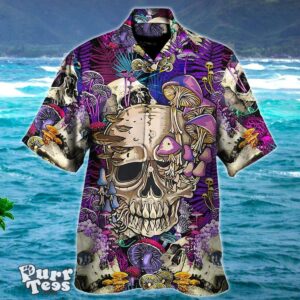 Mushroom Crazy Bright Magic Psychedelic Skull Hawaiian Shirt Style Gift Product Photo 1