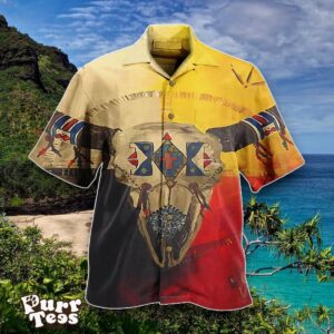 Native American Skull Deer Orange Hawaiian Shirt Special Gift For Men And Women Product Photo 1