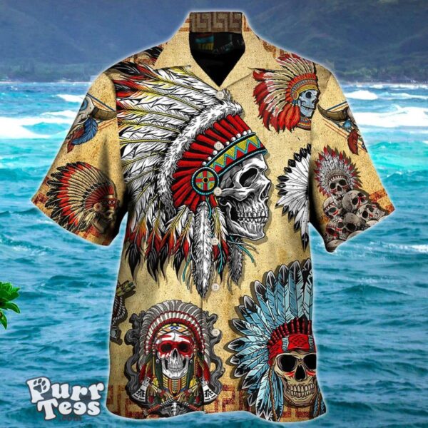 Native American Skull Vintage Art Style Hawaiian Shirt Style Gift Product Photo 1