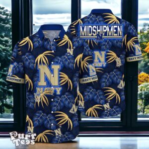 Navy Midshipmen Hawaiian Shirt Special Gift Leafs Printed Product Photo 1