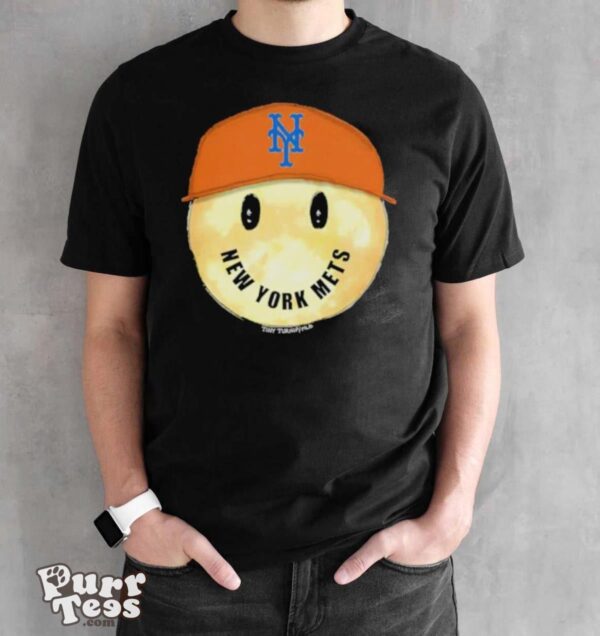 New York Mets Smiley Tee Shirt - Black Unisex T-Shirt