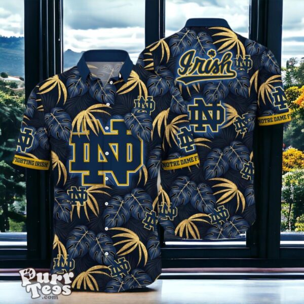 Notre Dame Fighting Irish Hawaiian Shirt Special Gift Leafs Printed Product Photo 1