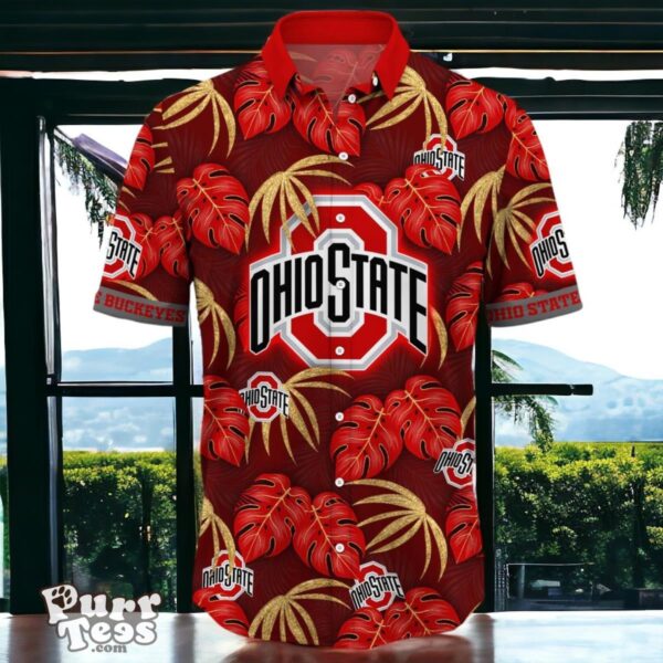 Ohio State Buckeyes Hawaiian Shirt Special Gift Leafs Printed Product Photo 2