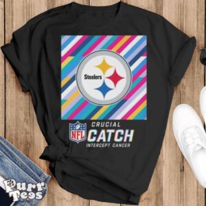 Pittsburgh Steelers NFL Crucial Catch Intercept Cancer Shirt - Black T-Shirt