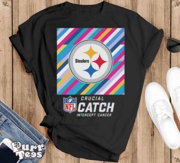 Pittsburgh Steelers NFL Crucial Catch Intercept Cancer Shirt - Black T-Shirt